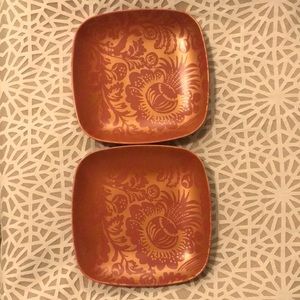 222 Fifth Paradise Chintz Red-Gold Stoneware (2) Plates - 8 3/4 inch